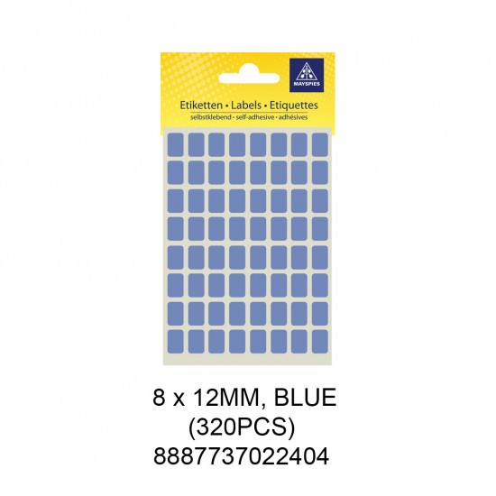 MAYSPIES MS-8X12MM COLOUR LABEL / 5 SHEETS/PKT / 320PCS / 8X12MM BLUE
